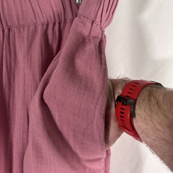 New Ashley Stewart Pants Women's 18 20 Pink Pull On Wide Leg Slit 100% Cotton - Picture 6 of 10